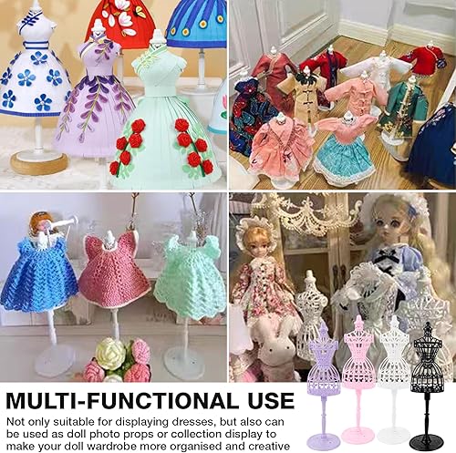 Miniatura 6 de 8 piezas de mini maniquí, soporte para modelo de vestido de muñeca, soporte de vestido de muñeca, soporte de vestido de tela, estante para modelo de