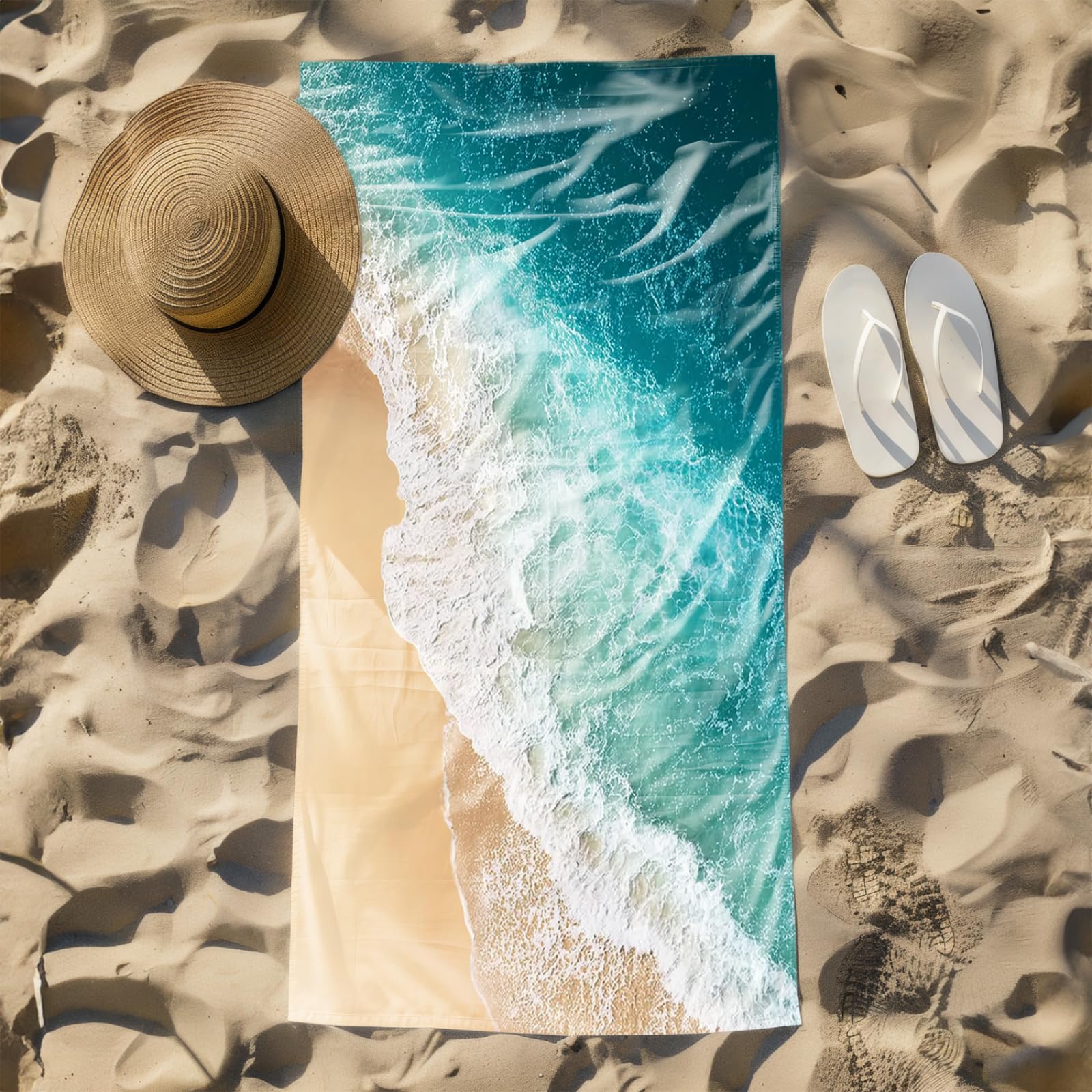 Generico Telo Mare Grande Xxl Mare Blu Antisabbia Leggero Assorbente e Compatto Sauna Viaggio Piscina Yoga Campeggio Donna Uomo