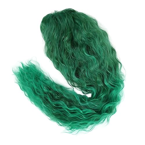 Miniatura 5 de GNIMEGIL Peluca de 26 pulgadas de largo, rizada, ondulada, verde, natural, ombré, esponjosa, peluca de repuesto de cabello sintético con parte libre