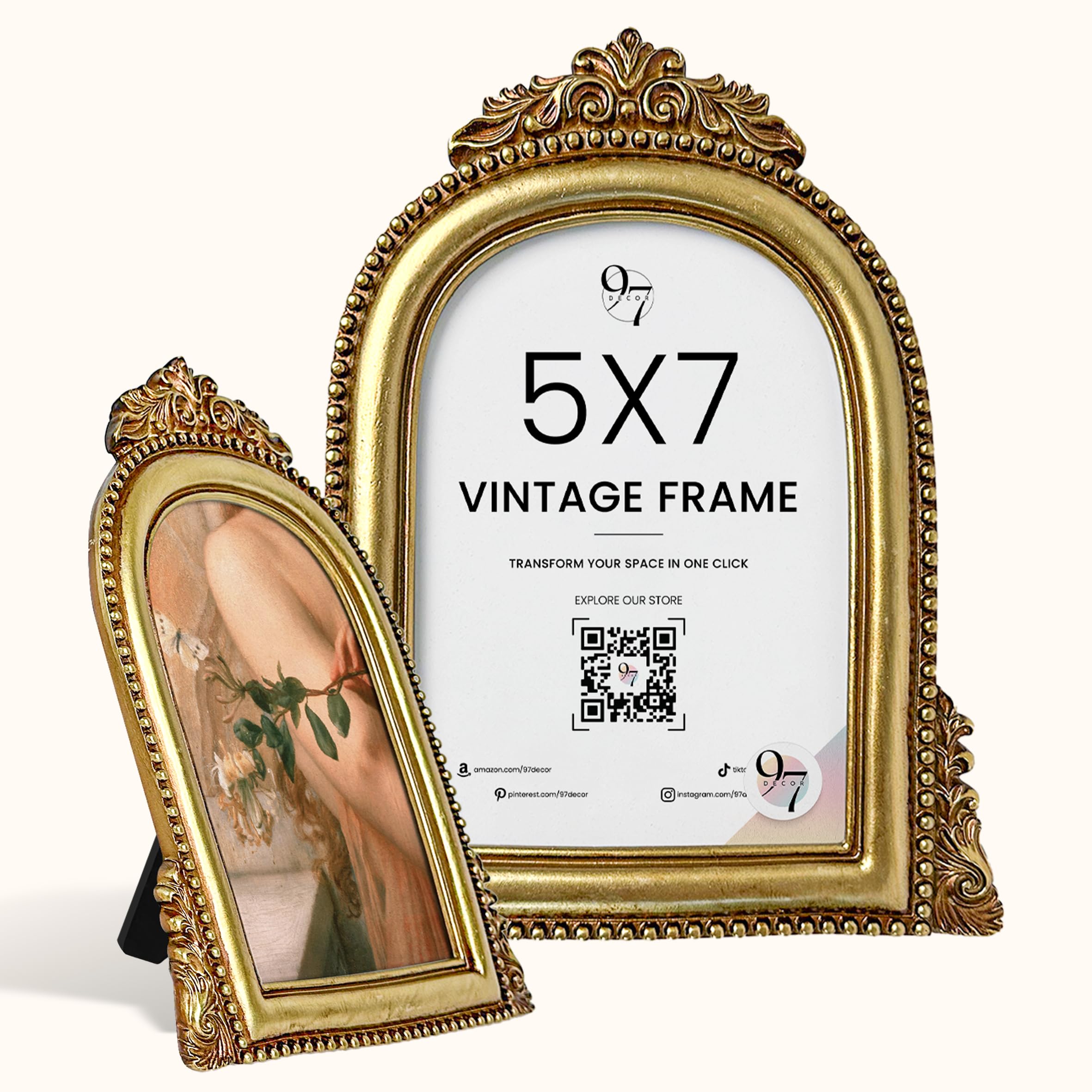 * vintage frame ୨୧ リボン飾り ヴィンテージフレーム Amazon.com - 97 Decor Gold Vintage Picture Frames 5x7 - Vintage