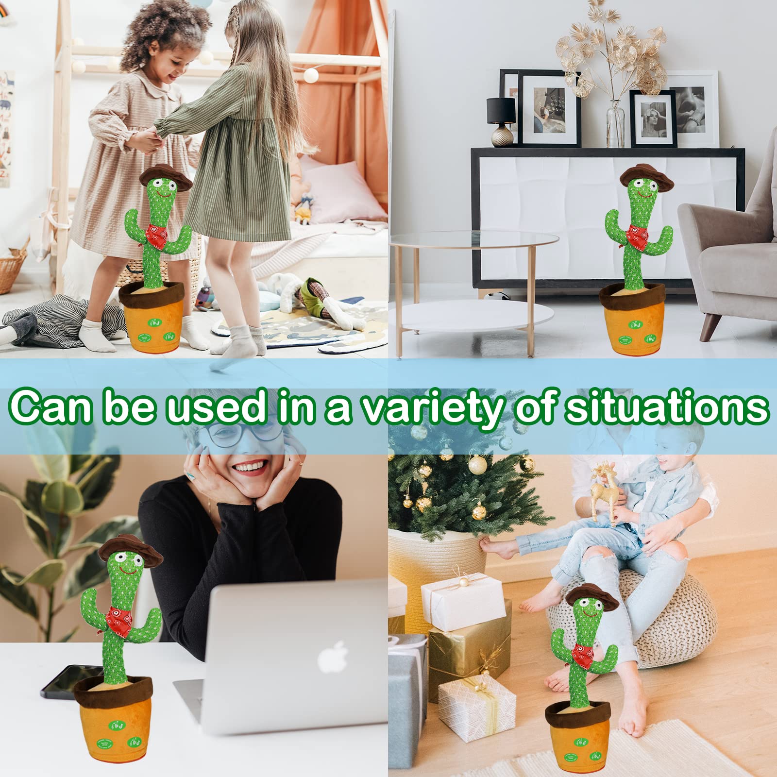 Giocattoli parlanti di cactus – Profondi, cantante di peluche con 120 canzoni, ripetere quello che dici – Regali per bambini e decorazioni per la casa