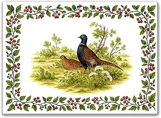 Personalized Vintage Pheasant Tempered Glass Serving & Cutting Board – Custom Kitchen or Tabletop Decor Tray for Thanksgiving & Winter Holidays, Fall Farmhouse Display, Cheese or Appetizer Board