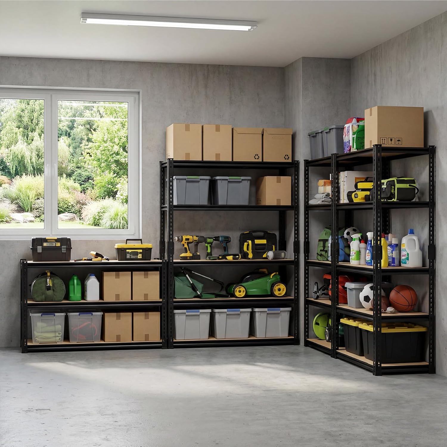 2400LBS Storage Shelves 5 Tier Adjustable Garage Storage Shelving Heavy Duty Metal Storage Rack Shelf Unit for Basement Garage Warehouse Pantry Closet Kitchen,16"x36"x72"
