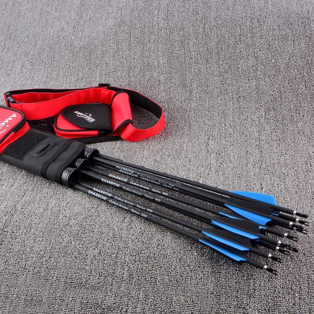 SHARROW 32" Freccia in Carbonio Spine 500 Frecce da per Arco Freccia Carbonio con 3 Piuma di Gomma Freccia per Bersaglio Tiro con L'Arco Arco Ricurvo Arco Compound Arco Lungo