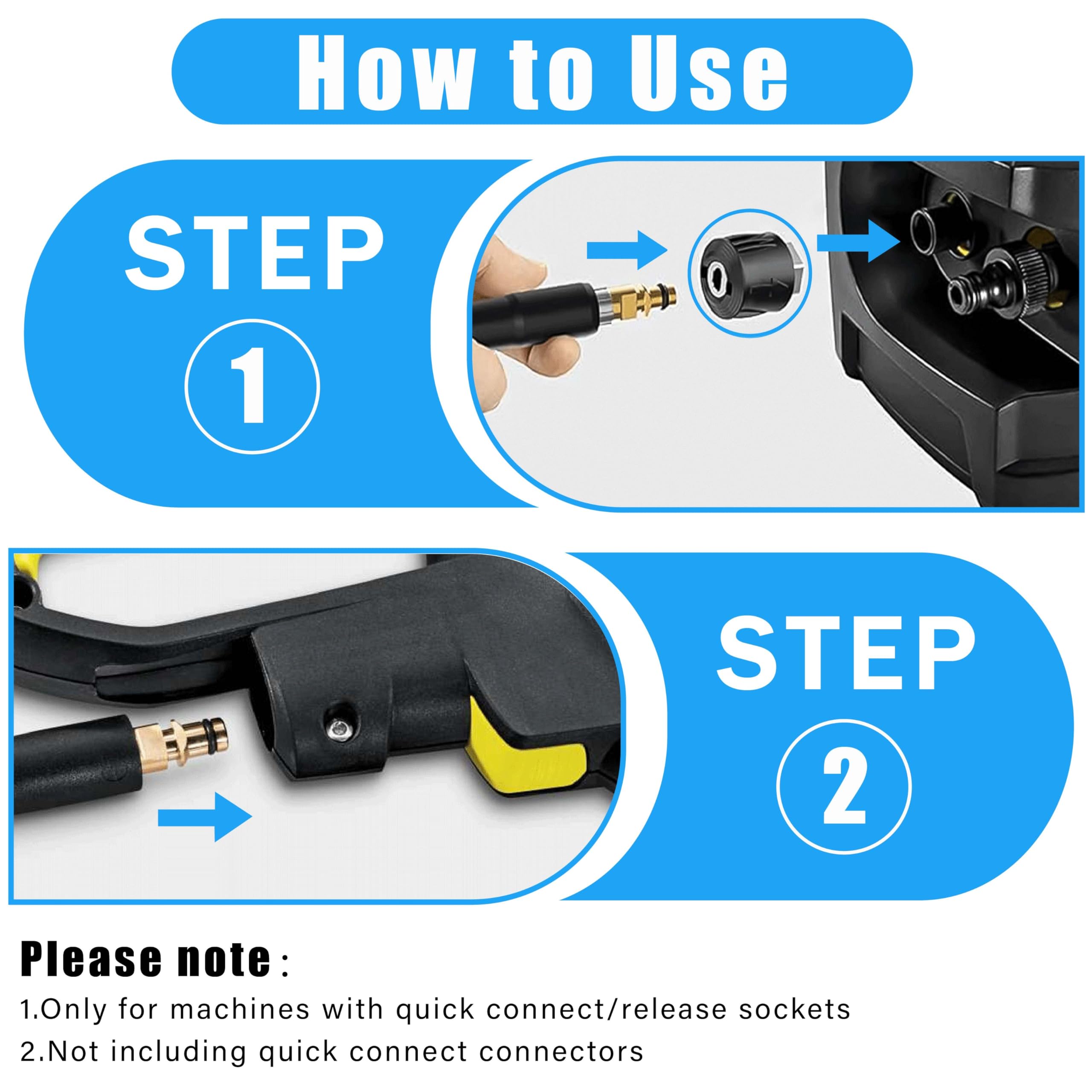 10m tuyau haute pression pour Kärcher K2 K3 K4 K5 K7, 400 Bar (5800 PSI) avec système Quick-Connect-Click, tuyau pratique de prolongation et de remplacement incl. ceinture de stockage
