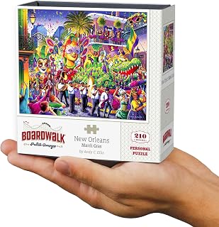 Boardwalk Puzzle Company Personal Puzzle, New Orleans Mardi Gras, 210 Piece | Exclusive Art by Andy C. Ellis, Precision-Cut, Snap-Fit Pieces, For Adults