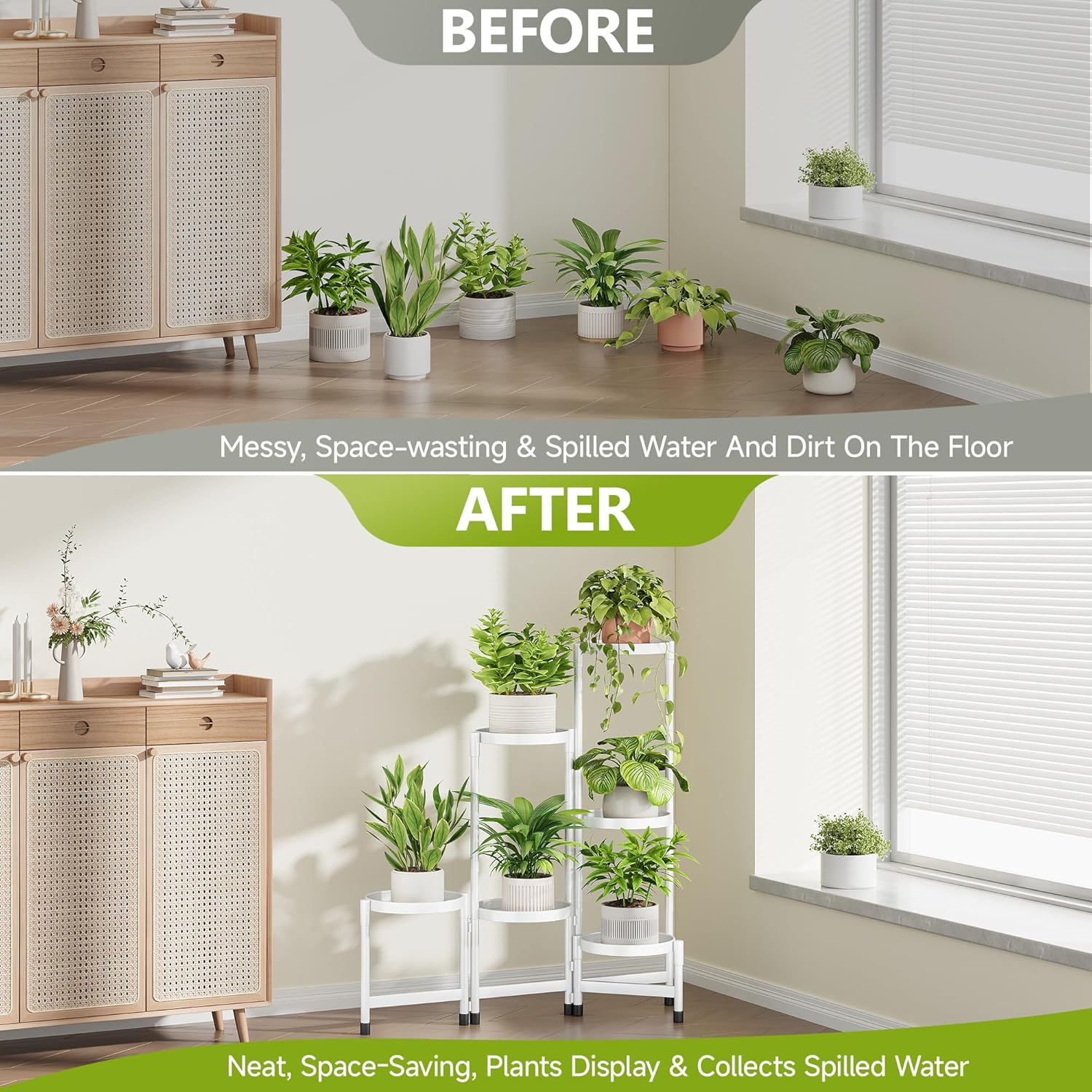 Cawukege 6 Tier Plant Stand Indoor, Tiered Plant Stand Outdoor for Multiple Plants, Corner Plant Shelf for Patio Balcony Porch Garden Living Room House,White