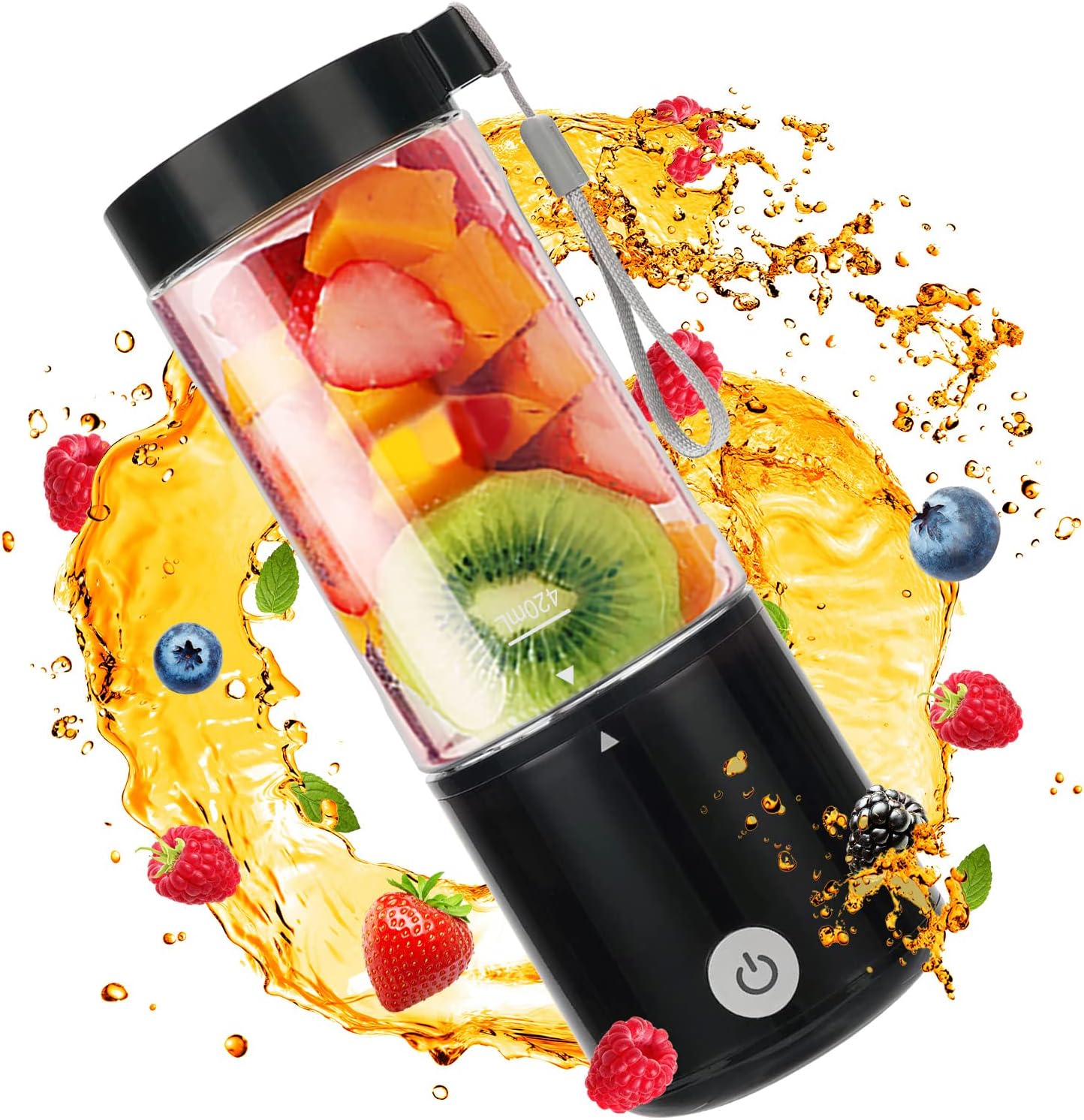 Portable Blender USB Rechargeable,Small Juicer Machines Cup For smoothies and shakes, Mini Fruit Mixer Cup with Six Blades Black