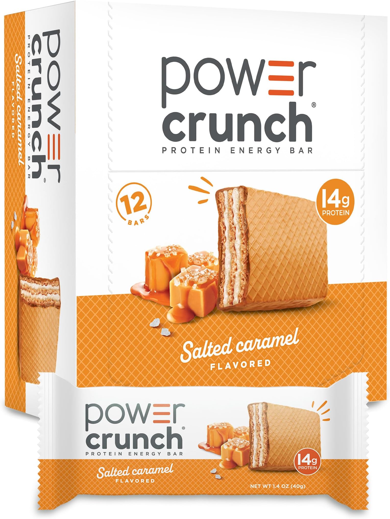 Protein Energy Wafer Bars, Salted Caramel, 1.4 Ounce (12 Count)
