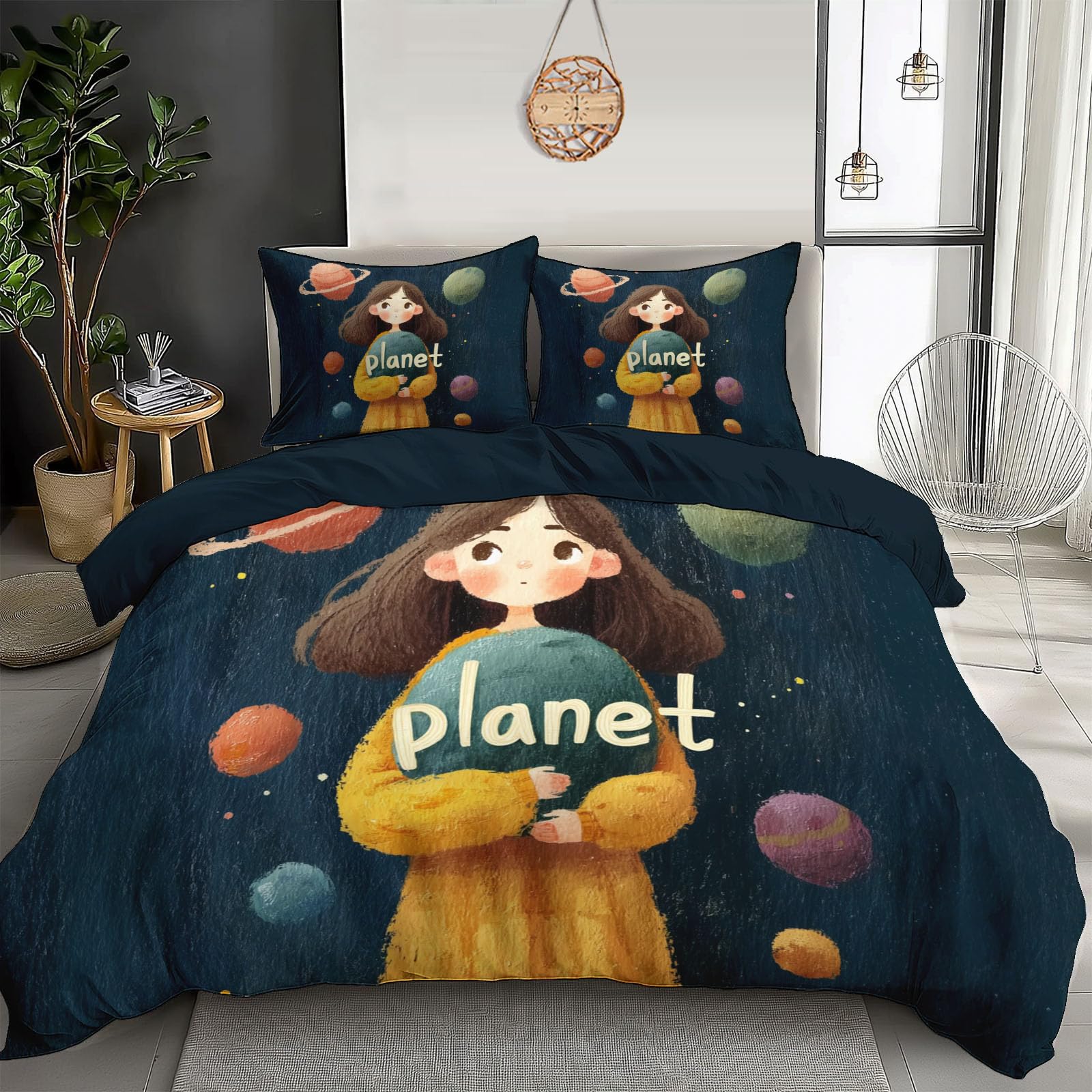 Housse de couette 240x260 facile à enfiler avec fermeture éclair zippée