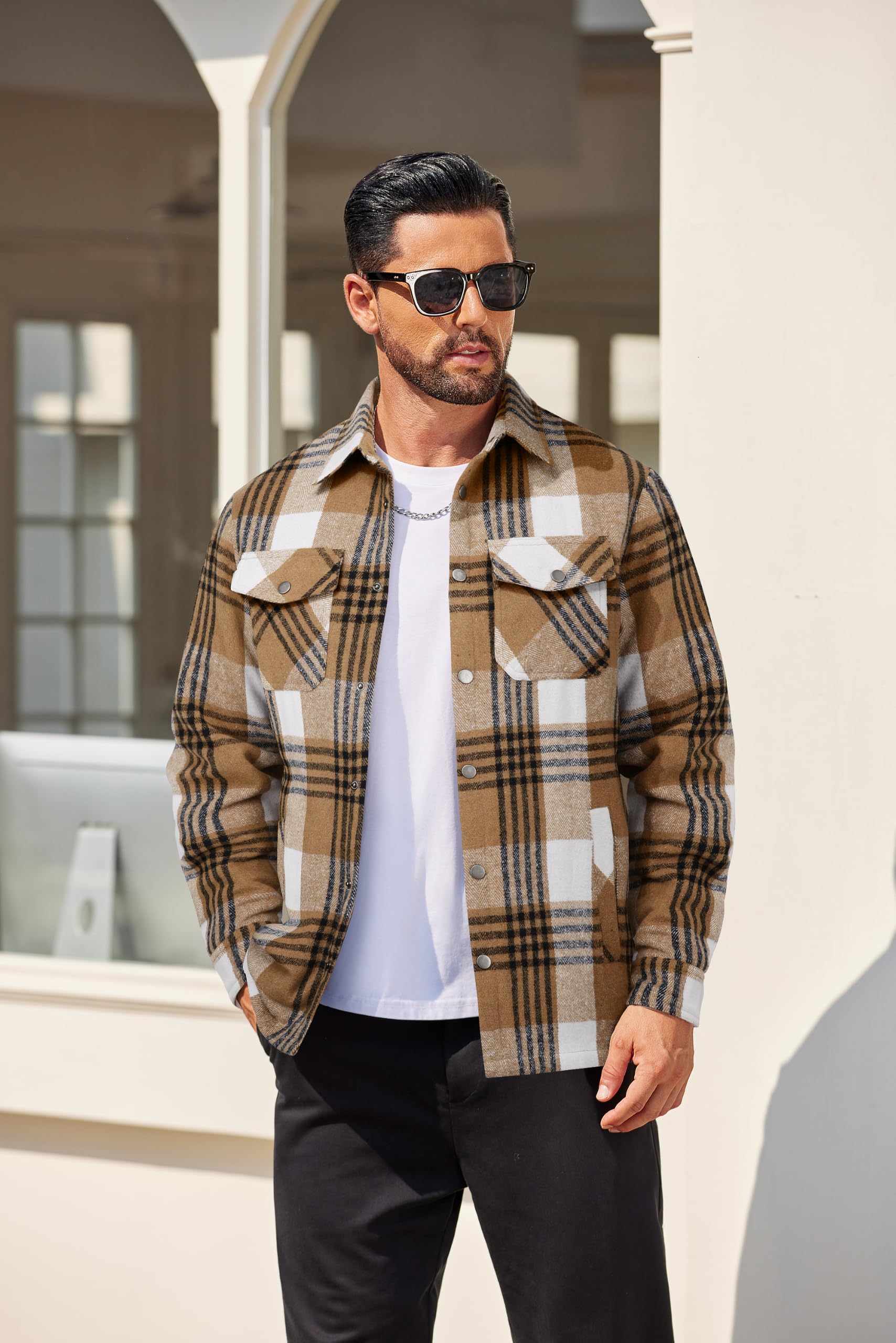 COOFANDY Camicia termica da uomo a scacchi foderata invernale da boscaiolo Slim Fit