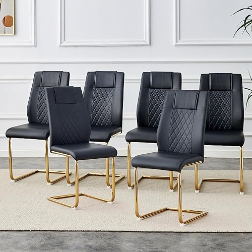 NicBex Sillas de comedor modernas acolchadas de piel sintética con patas de metal dorado para cocina, sala de estar, dormitorio, comedor, juego de