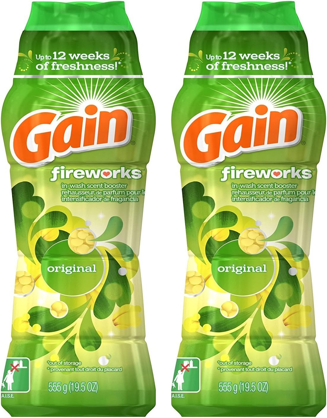 Gain Fireworks In-wash Scent Booster, Original, 19.5 oz (Pack of 2)