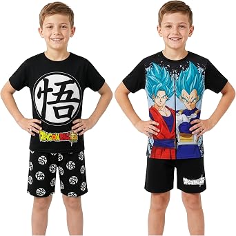 Get Trend One Piece | Dragon Ball Super Boys Pajamas with Anime Top & Shorts 4 Piece Short Sleeve PJ Set Sleepwear Loungewear