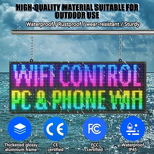 Miniatura 6 de Señal LED P10, pantalla de mensajes de desplazamiento digital a todo color programable por WiFi con tecnología SMD para publicidad y negocios (39 x