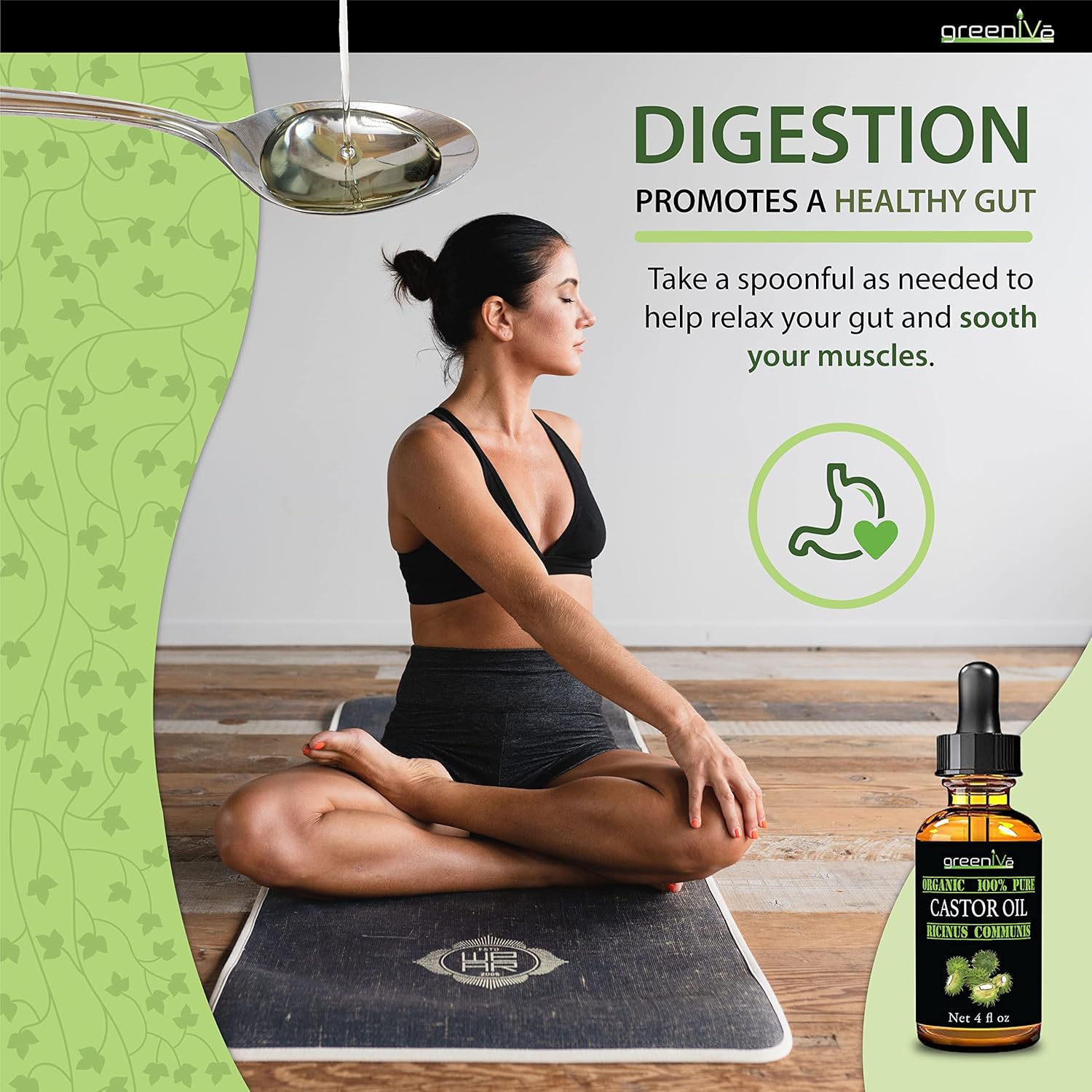 GreenIVe Castor Oil Organically Grown 100% Pure 128oz (1 Gallon) Bottle Cold Pressed, Hexane Free, Eyelash and Eybrow Growth Serum, Skin Moisturizer Detox and Wraps - Image 5