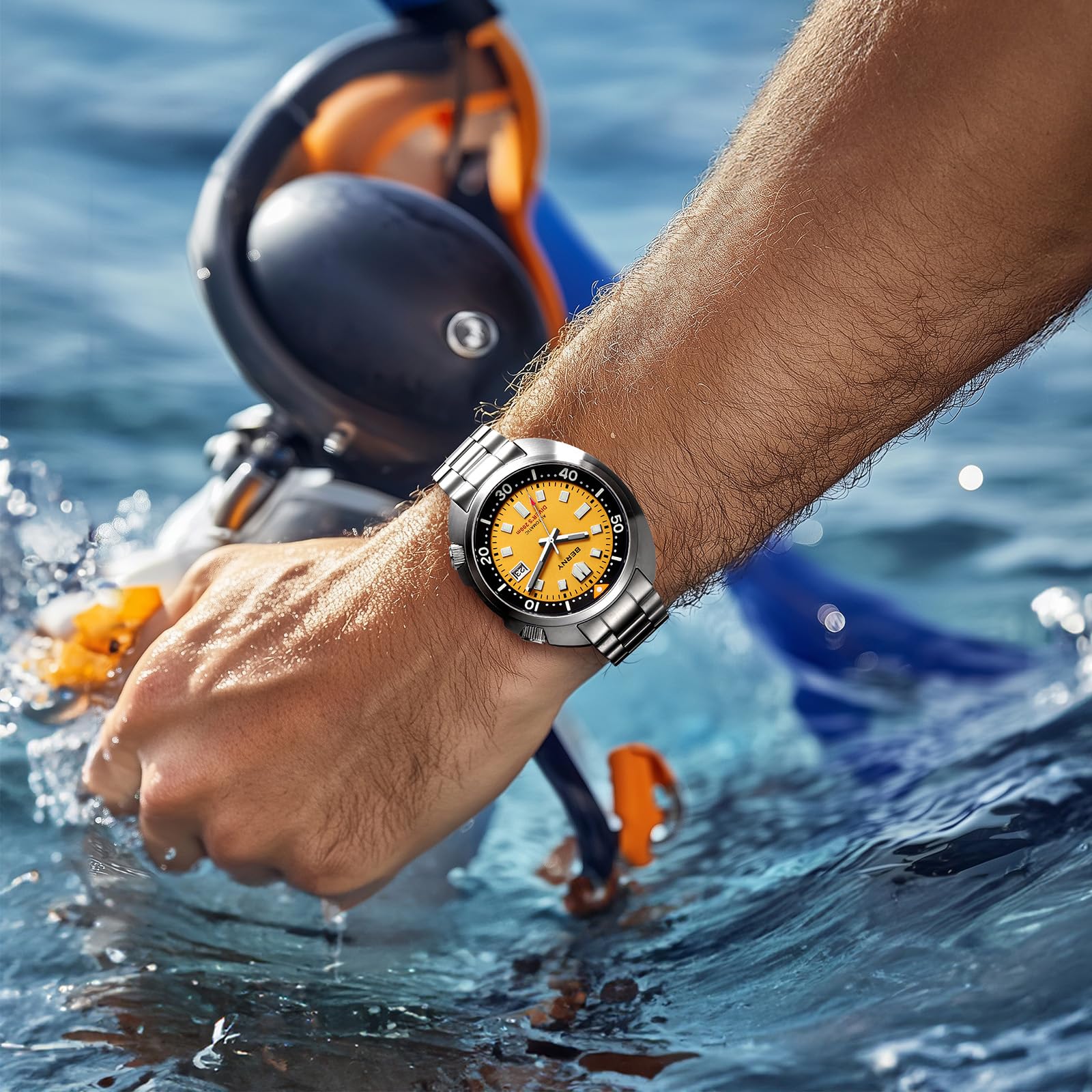 BERNY Relojes Hombres Reloj Automático 20ATM Reloj De Buceo Impermeable Reloj De Pulsera Mecánico Analógico para Hombres con Recubrimiento AR Súper Luminoso Lente De Zafiro Relojes De Moda