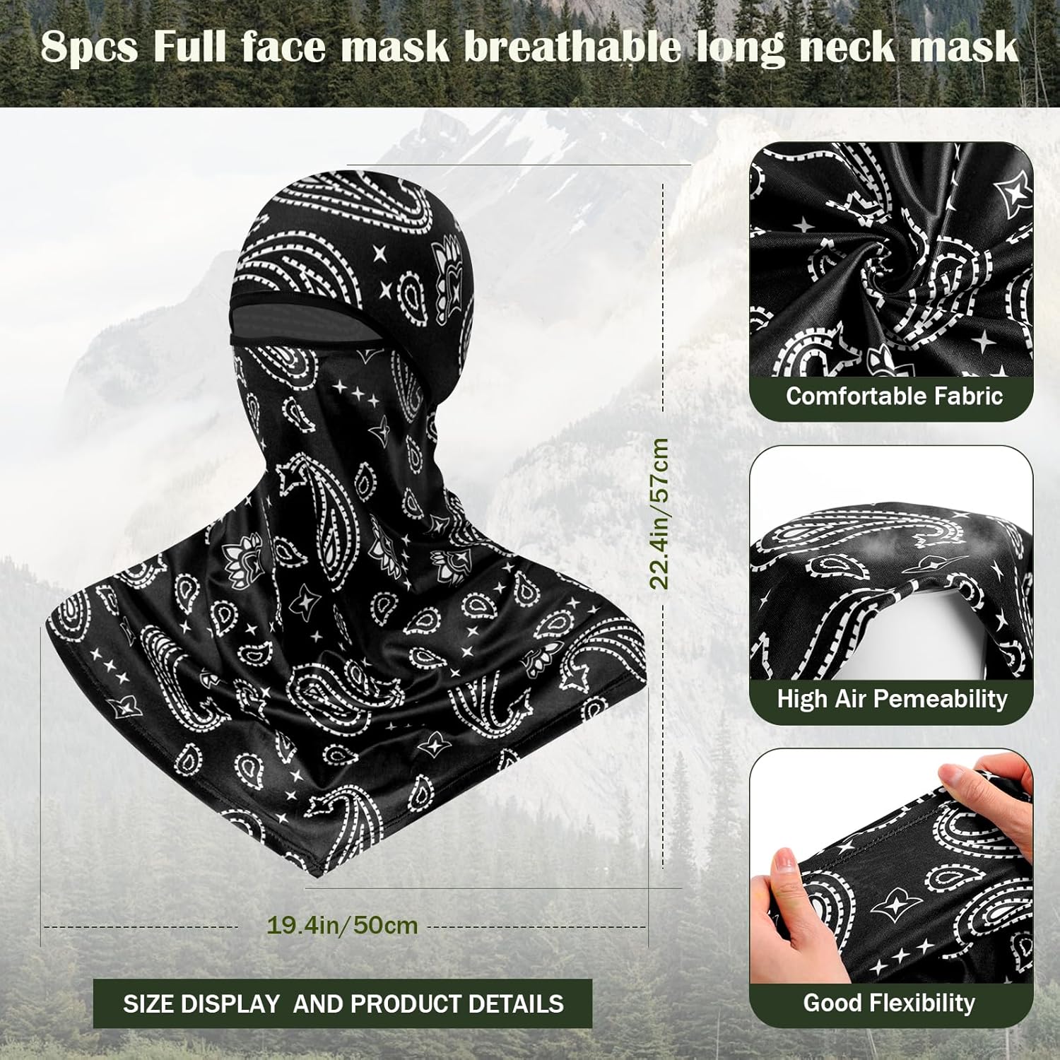 Balaclava Full Face Masks Summer Balaclava Long Face and Neck Cover Breathable Sun Protection for Men Women