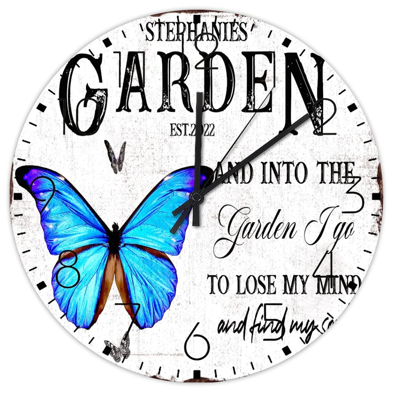Horloges murales en bois sans tic-tac silencieuse avec papillon et colibri nature