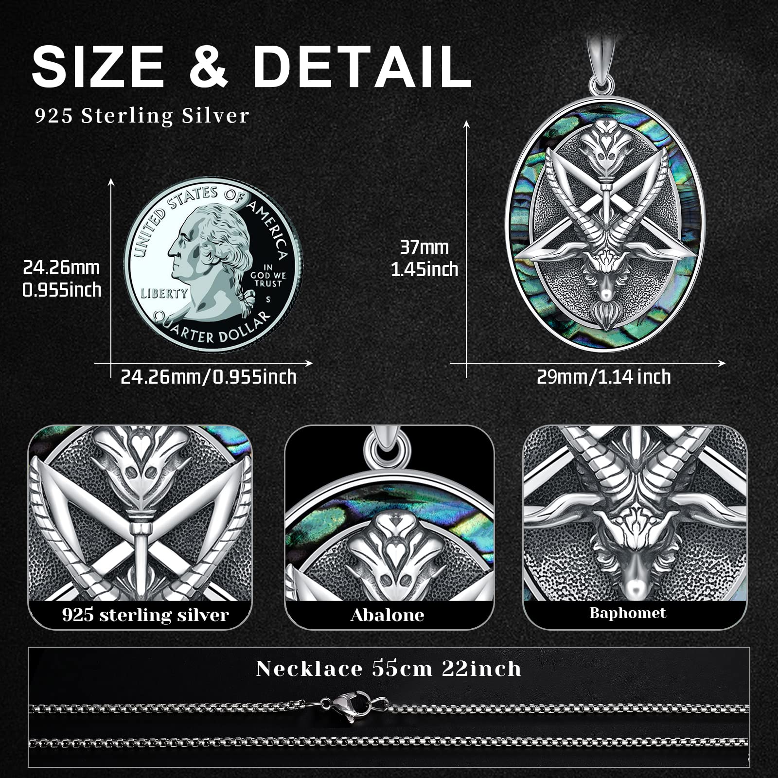 JUSTKIDSTOY 925 Sterling Silver St Michael/St Peregrine/Virgin Mary/St Francis/St Anthony/St Joseph/Baphomet Necklace for Men Women Amulet Religious Saint Medal Jewelry Gifts