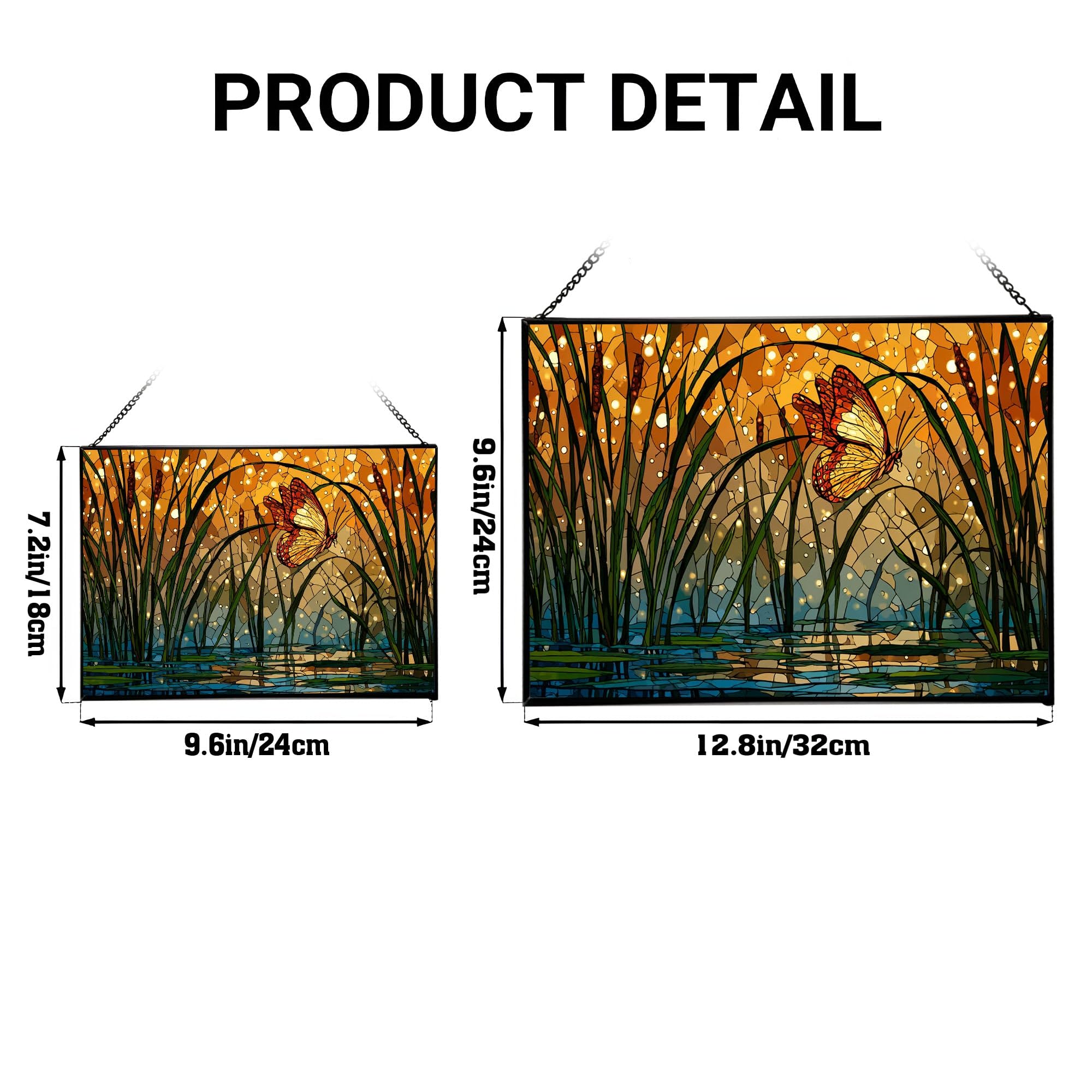 Butterfly Drifting – Pond Reeds Animal Stained Glass Suncatcher – Rectangular Hanging Window Panel with Artistic Nature Background – Wildlife Glass Art Gift for Animal and Nature Lovers 0fB2lP