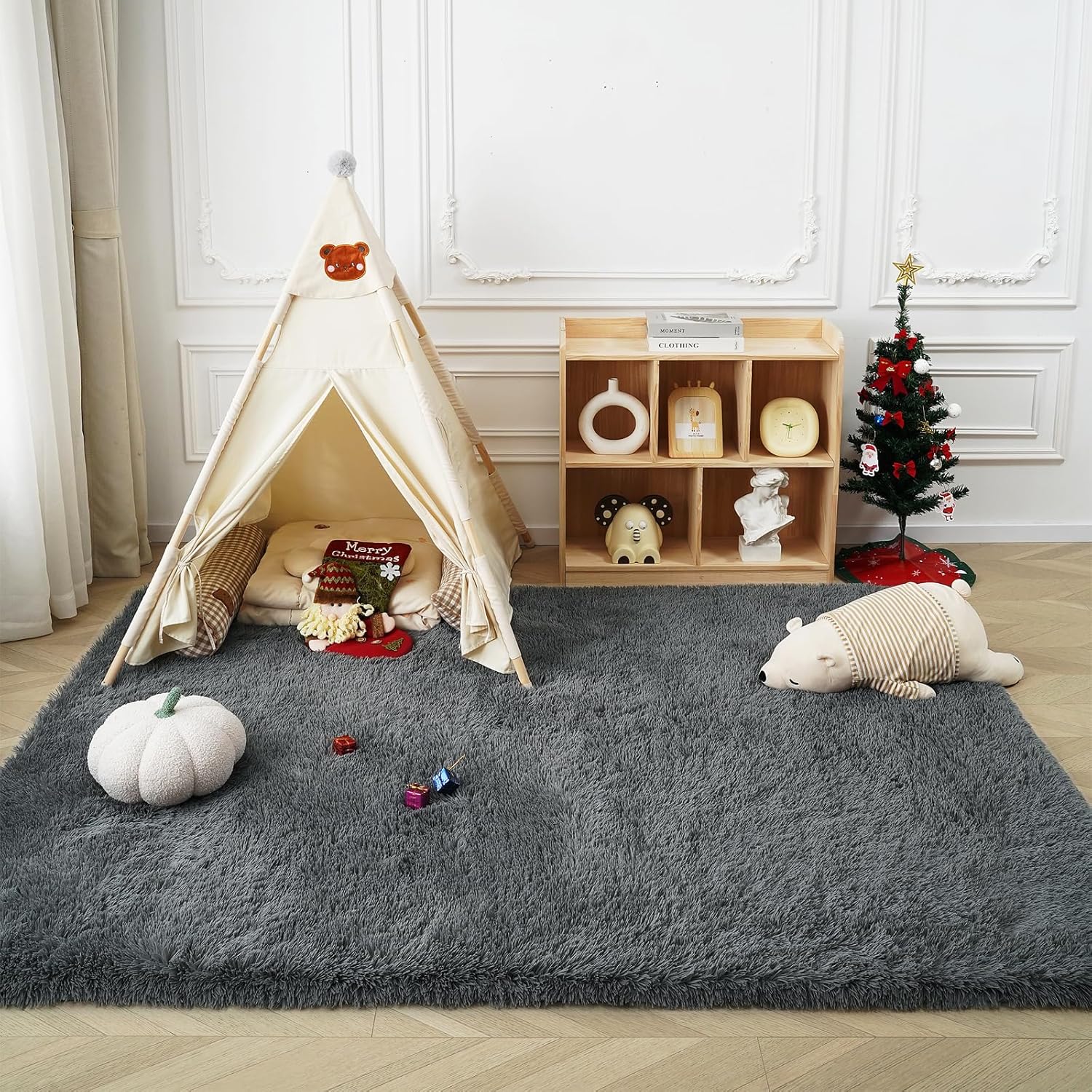 Rugs for Living Room 6x9, Alfombras para Salas Shag Large Plush Soft Area Rug, Shaggy Carpets for Bedroom, Kids Boys Girls Home Decor Aesthetic (Dark Grey, 6x9 Feet) Dark Grey 6x9 Feet