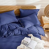 Vista 3 de JELLYMONI - Funda de edredón, 100 % algodón lavado con textura similar al lino, juego de ropa de cama suave y transpirable, 3 piezas con cierre