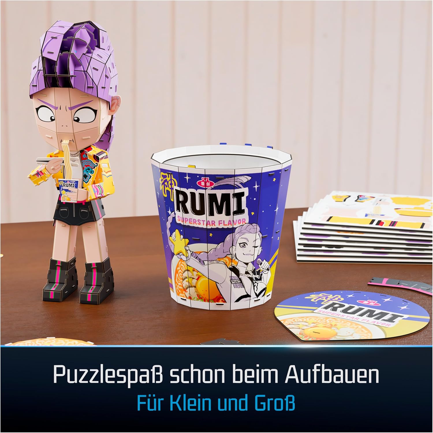 4D Build Kpop Demon Hunters Rumi in Ramyeon Cup 3D Puzzle Model Kit image 5