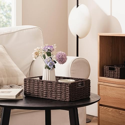 Miniatura 6 de UBBCARE Paquete de 2 cestas de mimbre, 11.5 pulgadas de largo x 7.5 pulgadas de alto x 3.5 pulgadas de ancho, cestas de almacenamiento de cuerda de