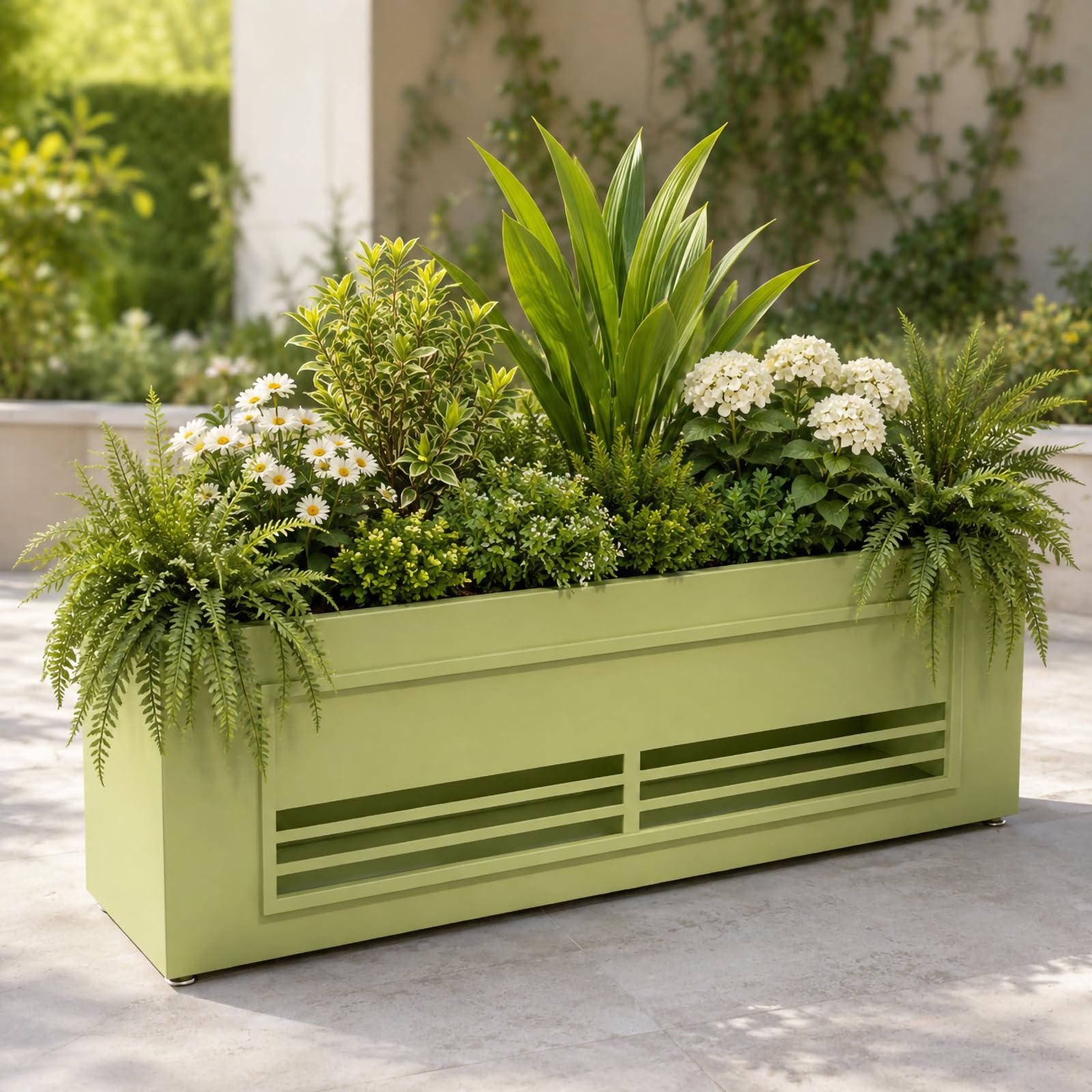 Maceta Elevada Metálica para Patio Y Balcón, Jardineras Rectangulares De Acero con Base Abierta, Jardinera para Jardín con Helechos, Suculentas Y Flores XL,80 * 30 * 40cm/31 * 11 * 15in