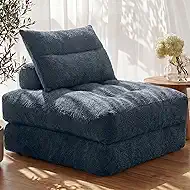 Oversized Folding Sofa Bed, Fold Out Chair Bed with Pillow, Convertible Sleeper Chair for Living Room, Guest Room & Bedroom, 400+g Comfy Teddy Velvet Couch Bed for Adults & Kids, Blue