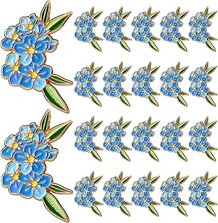 Forget Me Not Flower Pins Bulk Gifts Memorial Pins Blue Flower Enamel Lapel Celebration of Life Funeral Favors - Buy now