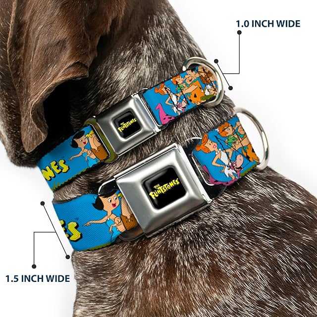 Foto 2 de 8 de Buckle Down 9 - 15 "los Picapiedra y Rubbles Grupo Pose/Logotipo Azul Collar de Perro