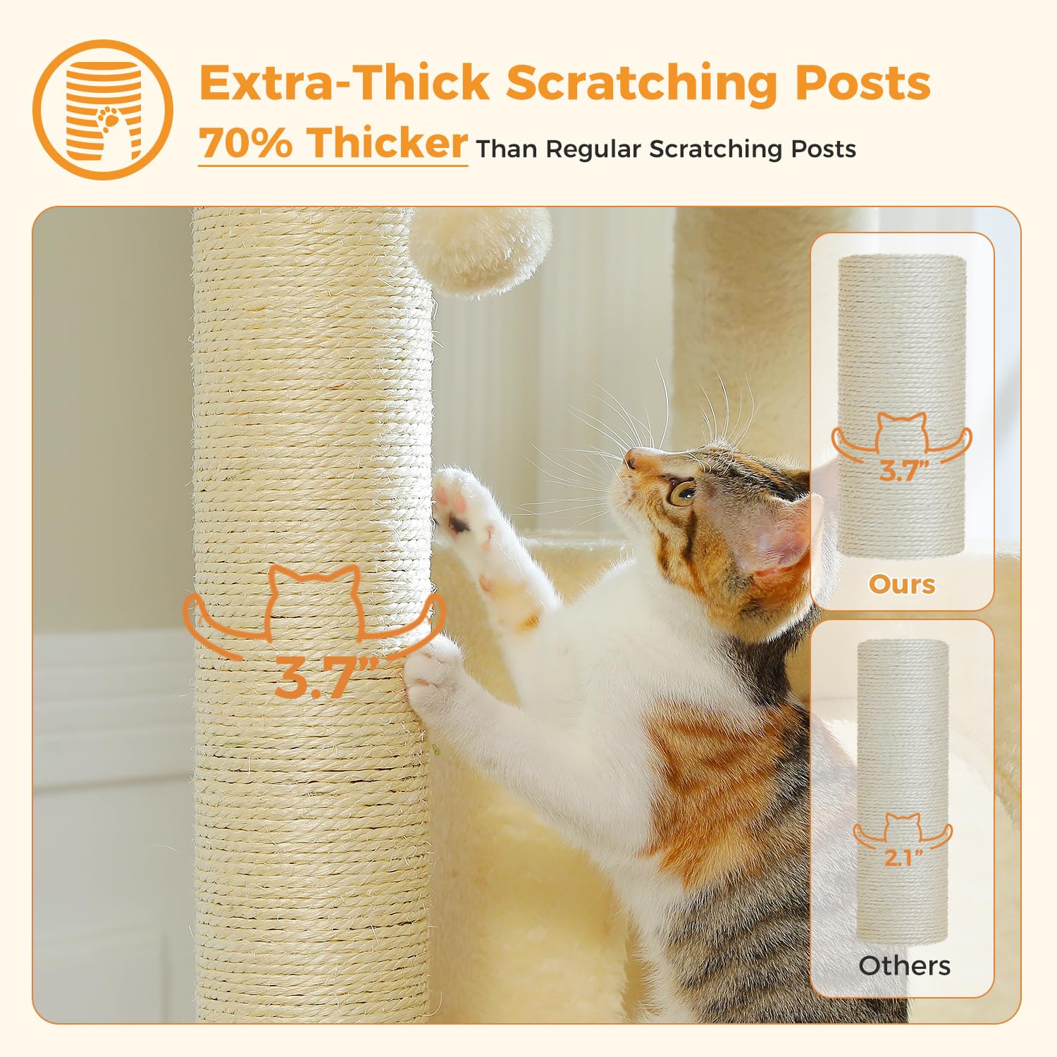 PAWZ Road Albero per gatti grande da 147 cm, con tiragraffi ispessiti (φ3,7 pollici) per gatti adulti di grandi dimensioni, 13,6 kg, centro attività multi-livello con struttura in metallo, amaca e