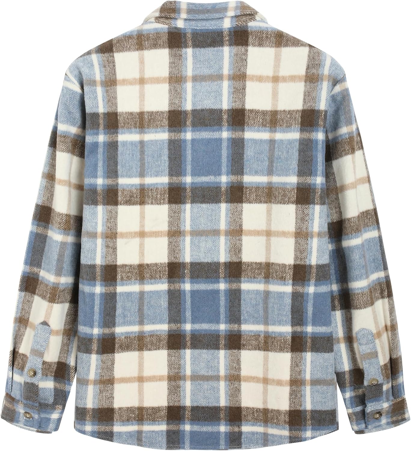 ZAFUL Men's Plaids Shirt Long Sleeve Button Down Lightweight Flannel Jacket Wool Blend Shacket Casual Shirts with Pockets