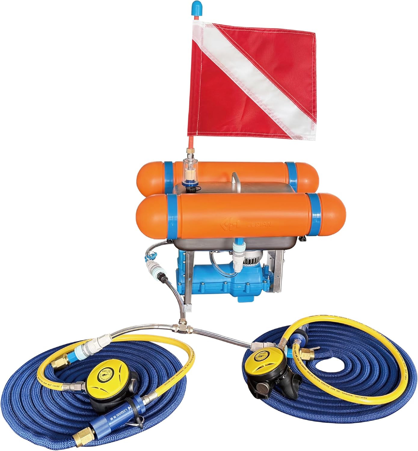 Upgraded Scuba Diving Ventilator, Portable Rechargeable Tankless Hookah Diving System, Supports 2 Divers with Hose & Regulator, Underwater Breathing Device Allows 3.5H Diving