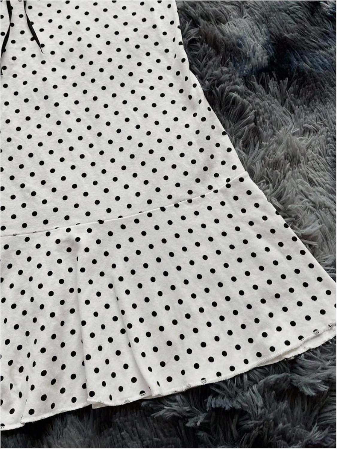 WDIRARA Women's Polka Dots Strapless Ruffle Mini Dress Lace Sleeveless Tube Dresses - Image 4