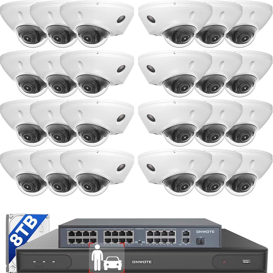 ONWOTE 32 Channel Security System 12MP NVR, 24x 5MP 2 Way Audio Cameras