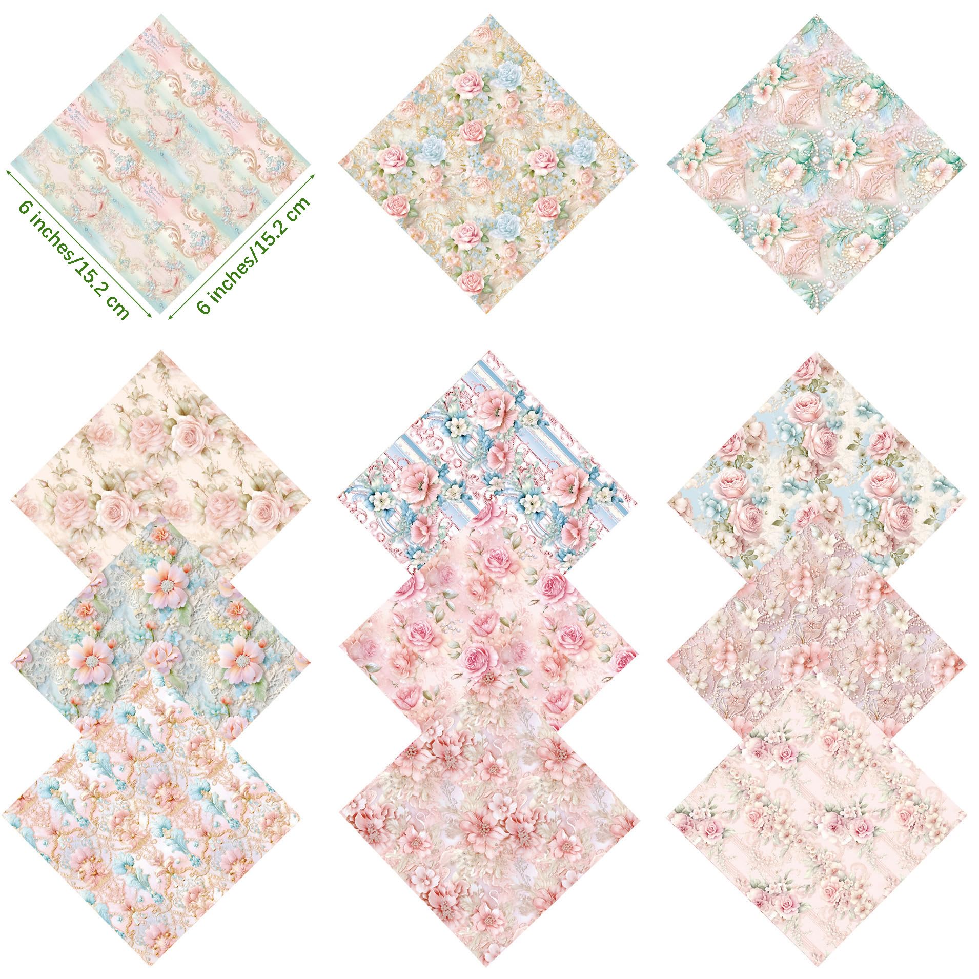 Papier do scrapbookingu, 6"x 6", 24 arkusze papieru, jednostronny papier kartonowy, 12 wzorów, dekoracyjny papier do tworzenia kartek w tle do albumów fotograficznych(Pink 48 Sheets)