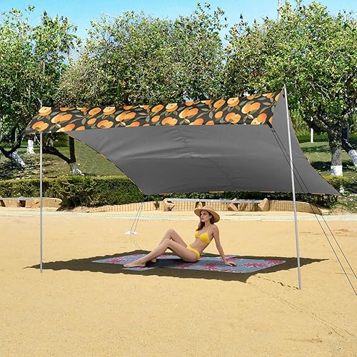 Miniatura 6 de Cute Nectarines Beach Tent & Canopy UPF50+ Easy Setup Large Portable Sun Shelter with Sandbags & Sand Shovel for Backyard and Camping
