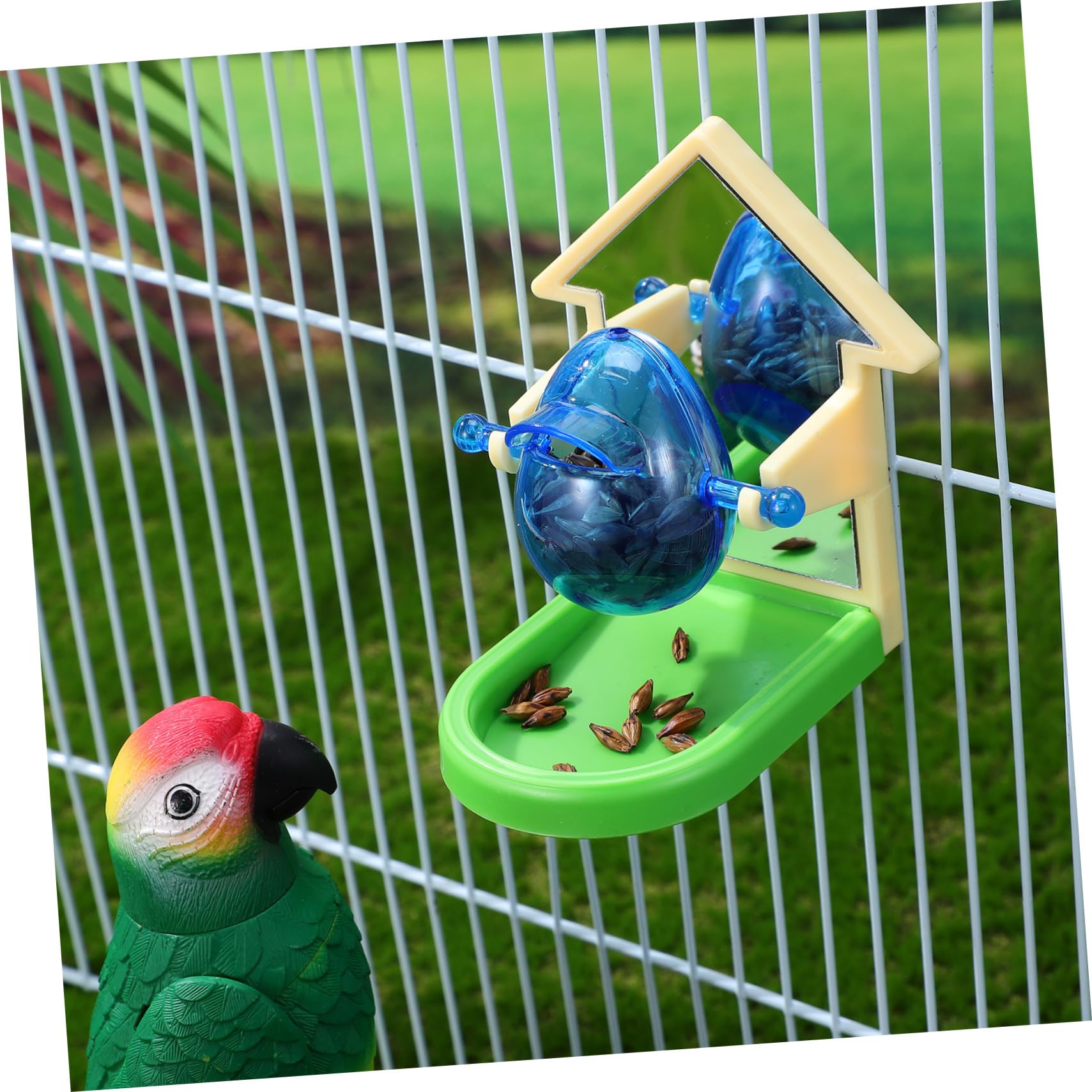 Abaodam Vogelzubehör aus Metall und Kunststoff Pädagogisches Papageienspielzeug Trainingsspielzeug zur Vogelerziehung und Unterhaltung Zufällige Farbe Wellensittich für Papageien