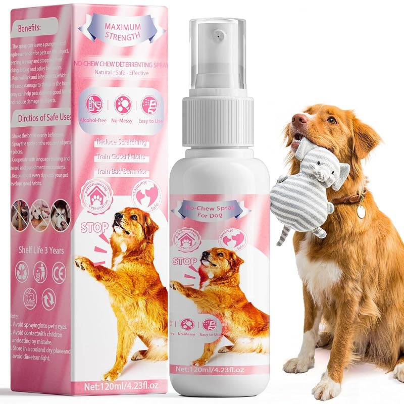 Spray Repelente para Cães No Chew de Maçã Amarga Mreyai Rosa 120 mL