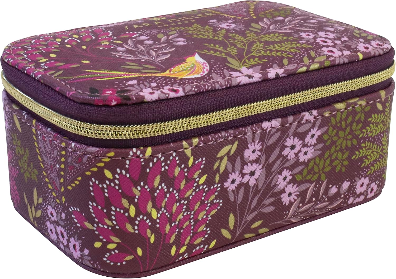 Sara Miller Haveli Garden Faux Leather Jewellery Case with Gold Foil Detail and Soft Velvet Inner Lining, Size Approx 6x9x13cm - Image 5