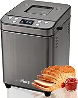 Rosewill 25-in-1 Bread Maker Machine: 2LB Loaves, 700W Dual Heaters, 15Hr Delay Timer, BPA-Free Pan, Low Noise - Gray