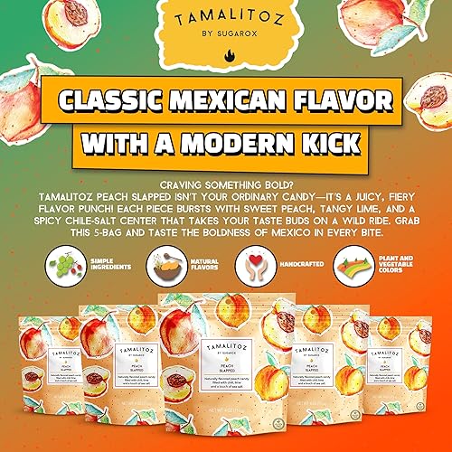 Vista 150 de Tamalitoz de Sugarox - Paquete de 8 caramelos duros hechos a mano con mango dulce y picante hecho a mano con chile en polvo, lima y sal marina.