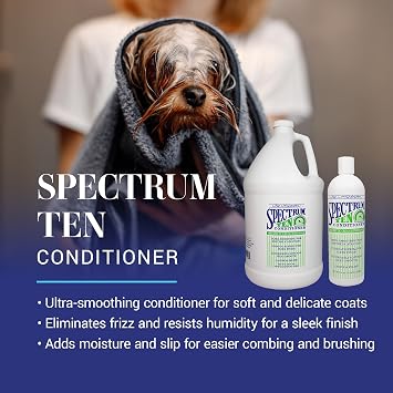 Chris Christensen Spectrum Ten Dog Conditioner, Groom Like a Professional, Gentle Cleansing, Leaves Coat Soft & Silky, Gorgeous Shine, Made in the USA, 473ml