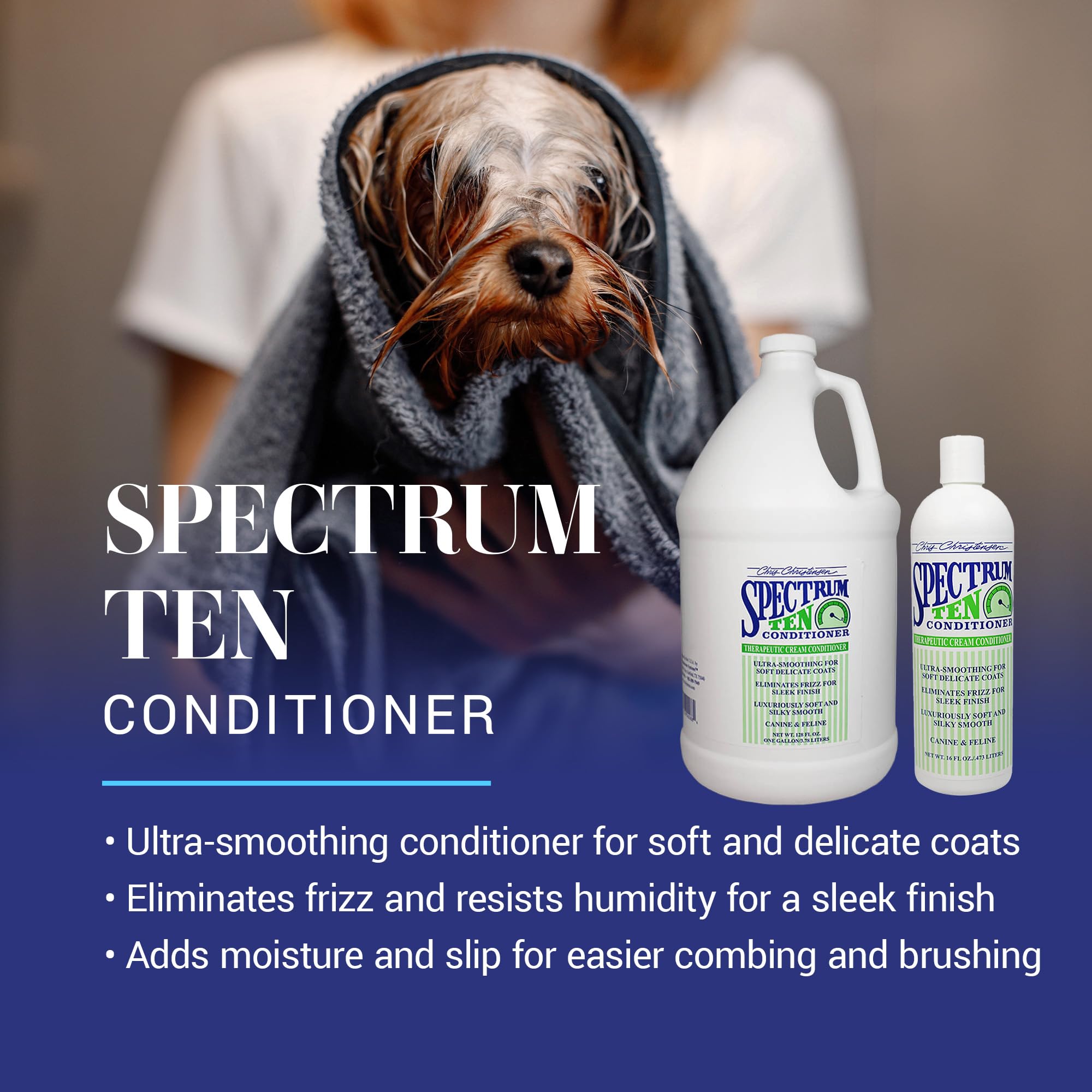 Chris Christensen Spectrum Ten Conditioner Soft & Smooth Coats - Spezialpflege für weiches und geschmeidiges Fell | Professionelle Hundefellpflege, 3,8 l