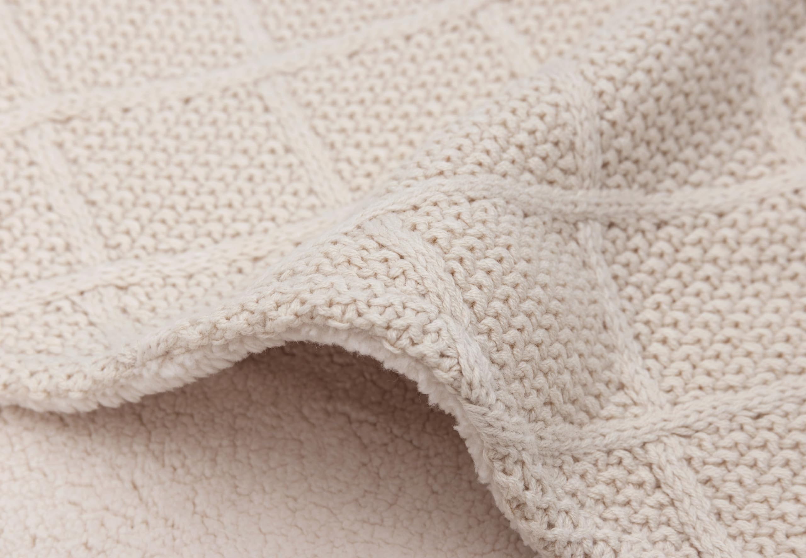 Jollein Coperta per neonati Check Knit, Oatmeal, in pile Teddy, 75 x 100 cm, 60% cotone, 40% acrilico, interno 100% poliestere, per culla, 2,0 TOG, certificato Oeko-Tex, motivo a maglia