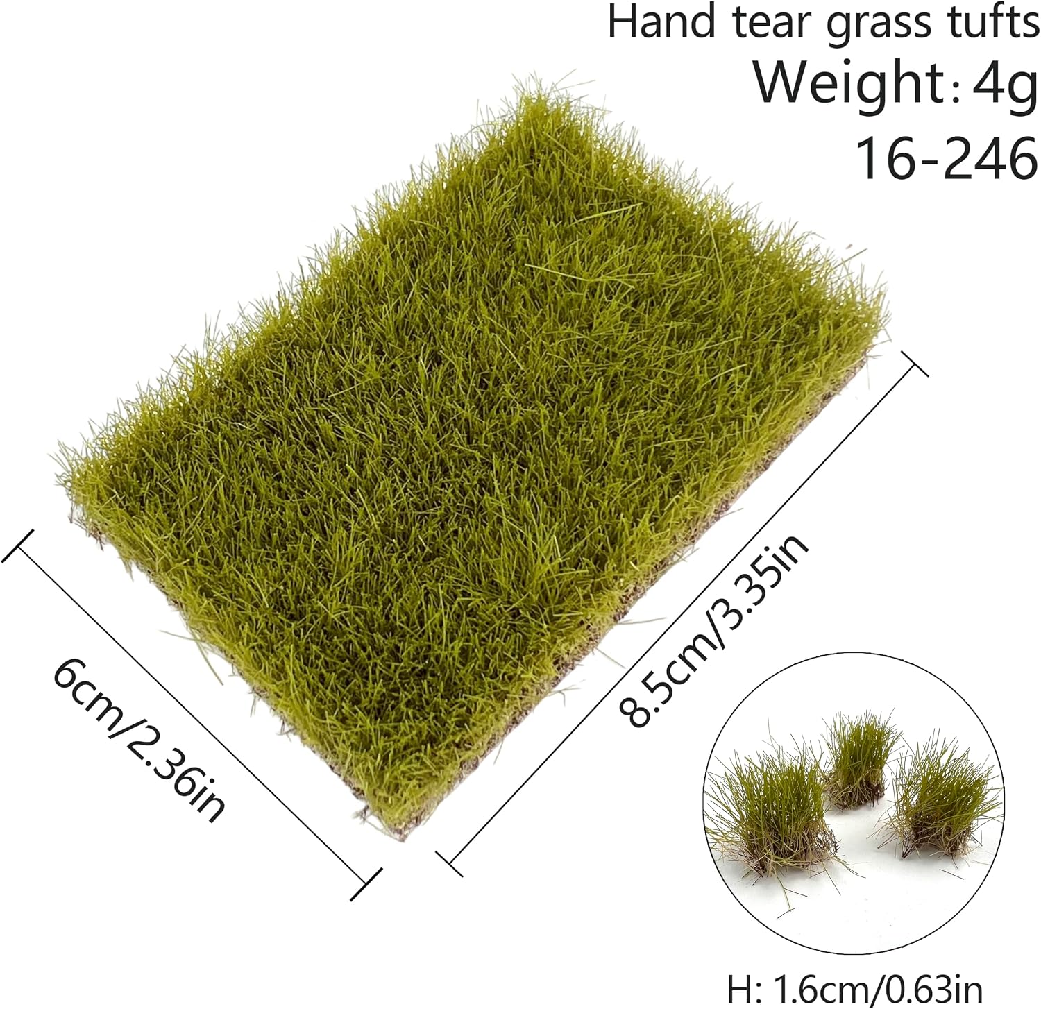 16mm Hand Tear Grass Tufts for Diorama, Realistic Static Grass for HO Scale Model Train Accessories, Miniature Terrain Supplies for Sand Table (Ages 14+)(Nordic Wild Grass)