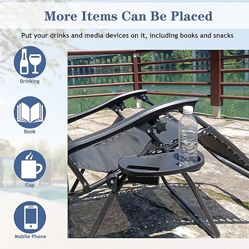 Miniatura 4 de Ostlttyn Soporte para taza de silla de gravedad cero, bandeja duradera para silla de gravedad cero, silla reclinable de playa con ranura para